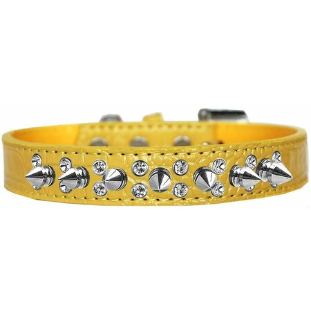 MIRAGE PET PRODUCTS Double Crystal & Spike Croc Dog CollarYellow Size 18 720-18 YWC18